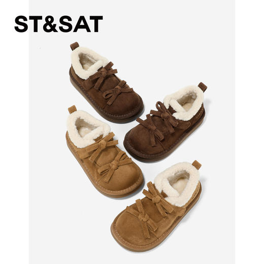 【童鞋】星期六加绒复古蝴蝶结女童雪地靴SSD419DL12 商品图1