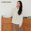 Famecoco衬衫纯色压褶文艺开身衬衣翻领附领带女装春秋款FAB6BH001 商品缩略图1