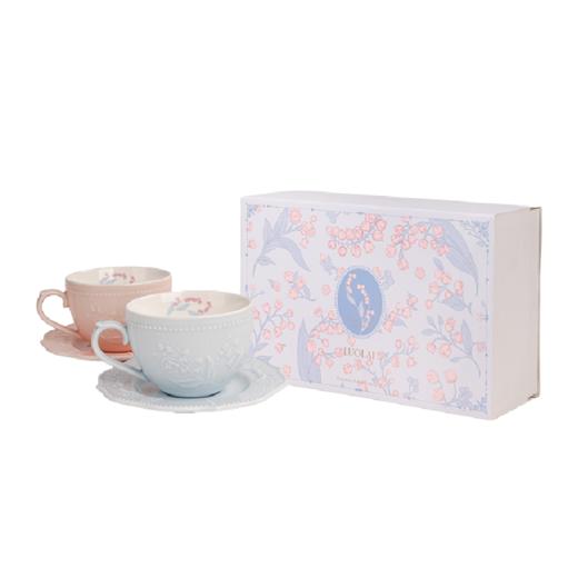 罗莱礼品-铃兰浮雕咖啡杯双杯碟礼盒 商品图5