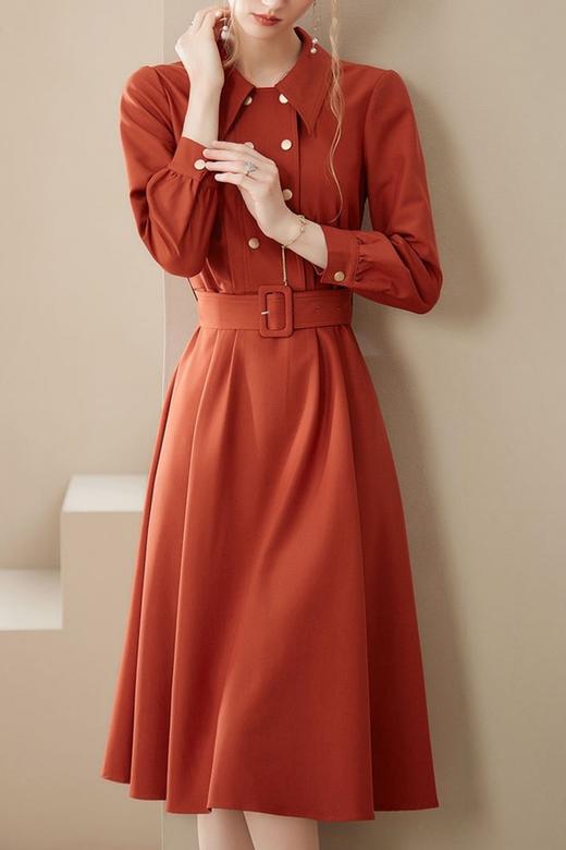 Le Malene polo领双排扣收腰连衣裙 15591 商品图3