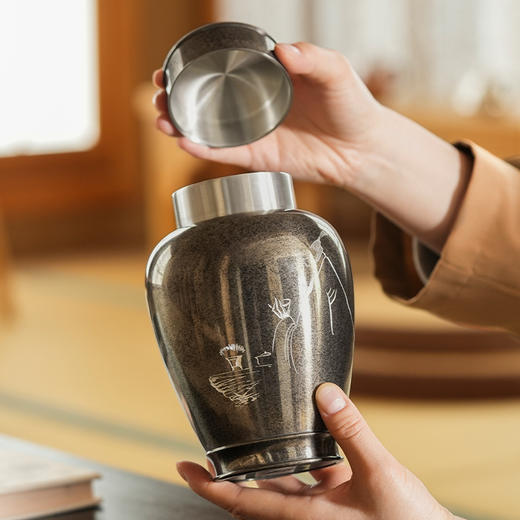 斑锡龙香雅茶仓复古中号锡罐纯锡茶叶罐密封储茶云南个旧手工锡器 商品图4