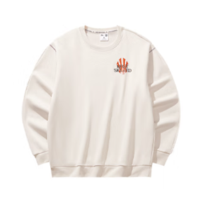 安踏（ANTA）欧文加绒卫衣秋冬新款美式复古羽毛图腾宽松百搭长袖172541711N 泥沙灰 -1