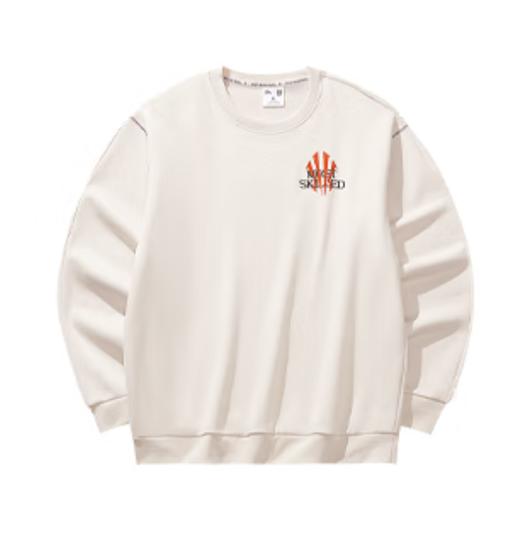 安踏（ANTA）欧文加绒卫衣秋冬新款美式复古羽毛图腾宽松百搭长袖172541711N 泥沙灰 -1 商品图0