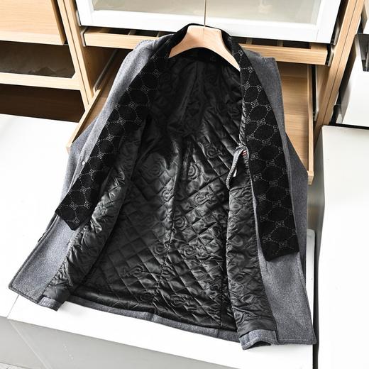 爱马仕H家2025秋冬季加棉加厚商务休闲羊毛毛呢围巾中长款大衣外套 商品图6