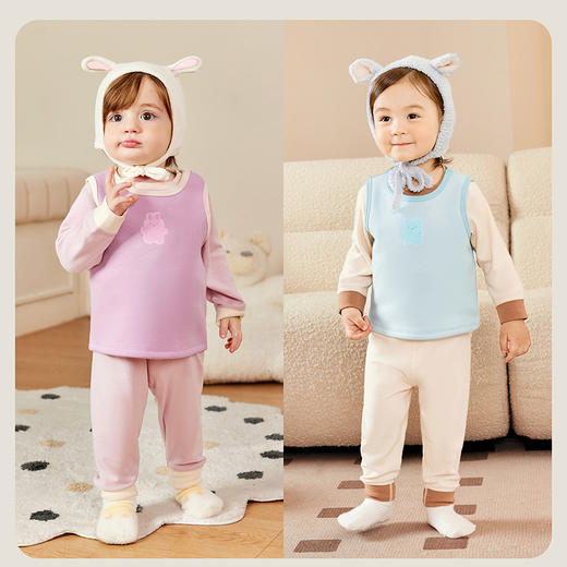 迷你巴拉冬季新款男女童柔软抓绒棉弹护肚背心宝宝保暖厚款 商品图2