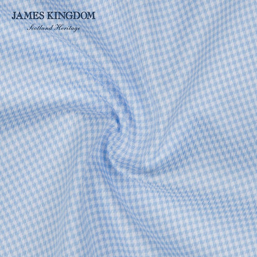 【专柜正品  免烫千鸟格】占姆士男士长袖100%纯棉水柔免烫千鸟格商务休闲正装免烫蓝格衬衫 商品图3