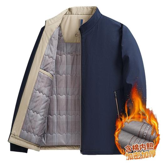 冬季加绒加厚商务休闲中年男士爸爸装夹克立领保暖棉服外套男 商品图3