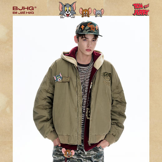 BJHG不计后果猫和老鼠联名贴贴羽绒服男款冬季复古飞行夹克外套女 商品图1