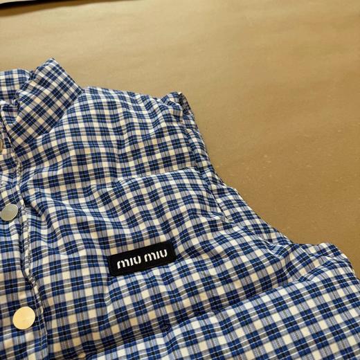 D110713蓝色格纹无袖高领马甲背心棉服男女情侣可穿 商品图9