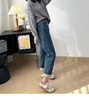 D110798厚绒小个子水貂绒保暖宽松垮裤高腰弹力哈伦牛仔裤女 商品缩略图7