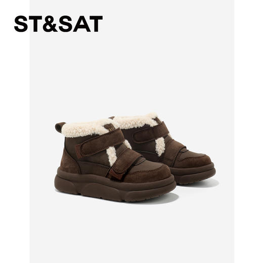 【童鞋】星期六户外防滑厚绒魔术贴男女童雪地靴SSD419DL3Y 商品图4