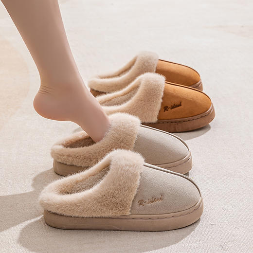 【超值2双装】宅小年仿麂皮绒UG风加厚棉拖鞋  男女同款 保暖舒适 柔软亲肤 冬季居家好物 商品图6