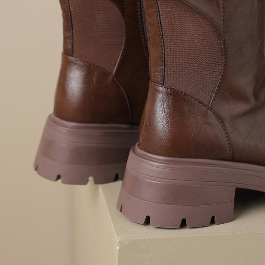 Ech&yolo拼接系带不过膝厚底甜辣骑士靴HBP-5440 商品图6