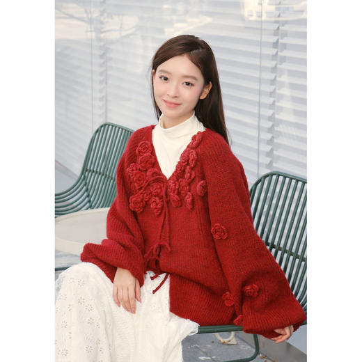 复古立体花朵系带毛衣-纪念日百货门店同款167043221 商品图1