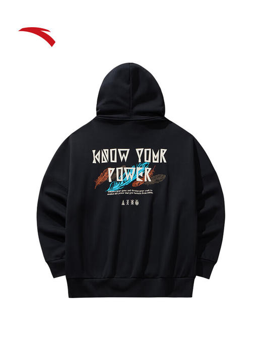 安踏凯里·欧文系列丨美式连帽卫衣男子加绒纯棉套头衫172541708N 基础黑-3 商品图1