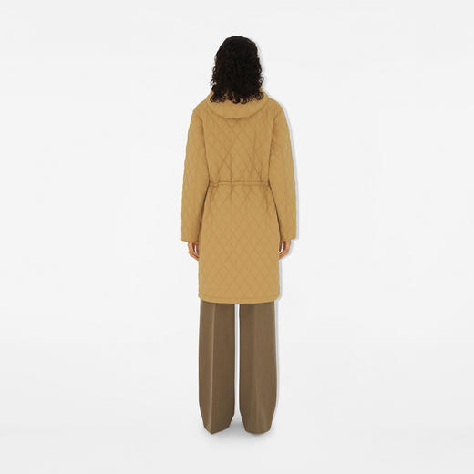 【一】BURBERRY 巴宝莉 女士 B 字型盾牌贴花绗缝尼龙风雪大衣棉服 驼色 8097997 C1544 商品图5