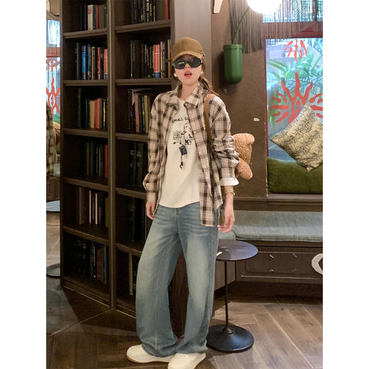 【169元任选2件】现货！粉咖格子衬衫 商品图3