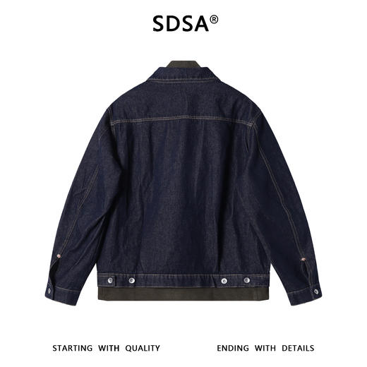 25102SDSA秋冬新款痞帅男装潮牌撞色拼接立领翻领拉链牛仔工装外套百搭 商品图4