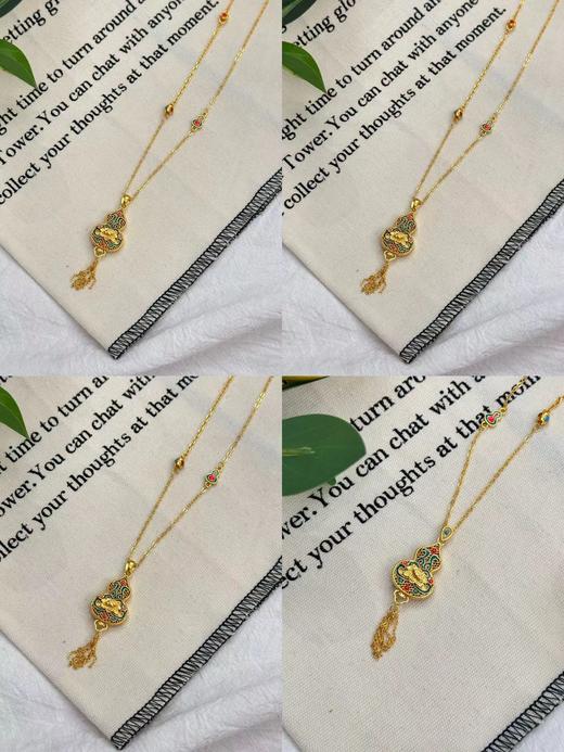 D110766古法沙金珐琅葫芦流苏项链 商品图8