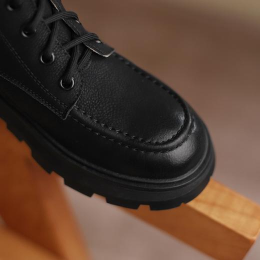 Ech&yolo系带拼接牛皮圆头百搭轻奢马丁靴HBP-1892 商品图2