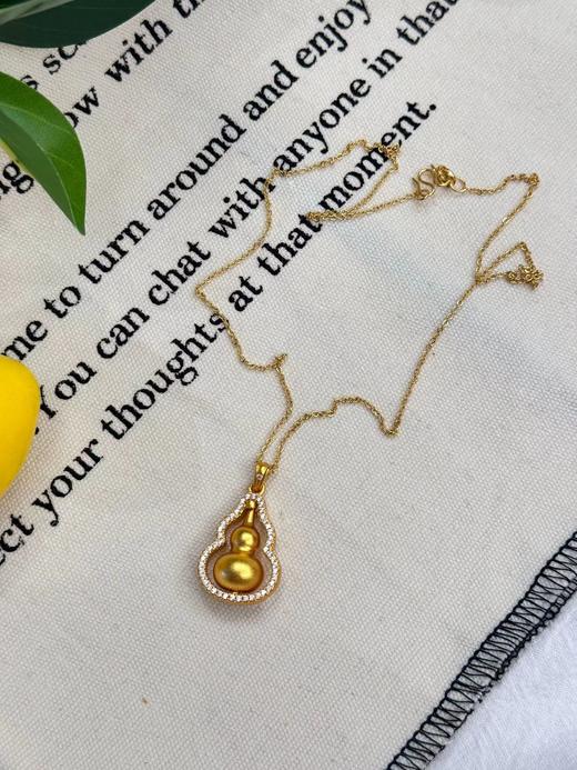 D110765葫芦可旋转哦~古法沙金点钻福禄葫芦项链 商品图4