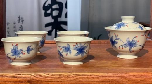 青花天精草盖碗套组 商品图0