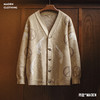 马登复古卡其色大V领宽松外穿毛衣提花针织开衫外套上衣女士秋冬 商品缩略图0