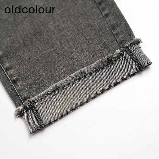 oldcolour欧珂夏季黑色简约时尚休闲日常水洗牛仔长裤女N21113119A 商品图3