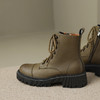 Ech&yolo侧拉链系带拼接牛皮厚底马丁短靴HBP-1842 商品缩略图7