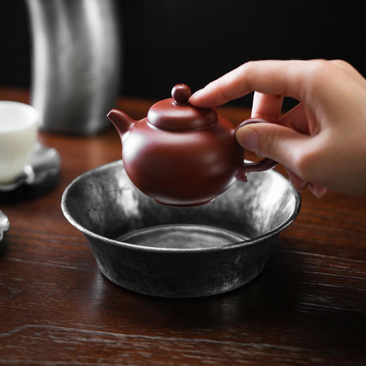 斑锡龙纯锡一梦壶承壶托干泡盘壶垫温壶功夫茶具承托茶道零配 商品图2