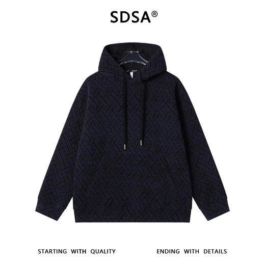 WY1279SDSA男士秋冬新款痞帅男装潮牌撞色提花字母抽绳连帽卫衣百搭宽松 商品图1