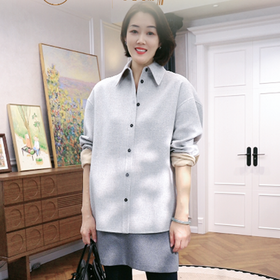 火桐hooton 铂金系列 绢丝羊毛双面异色短款大衣3535