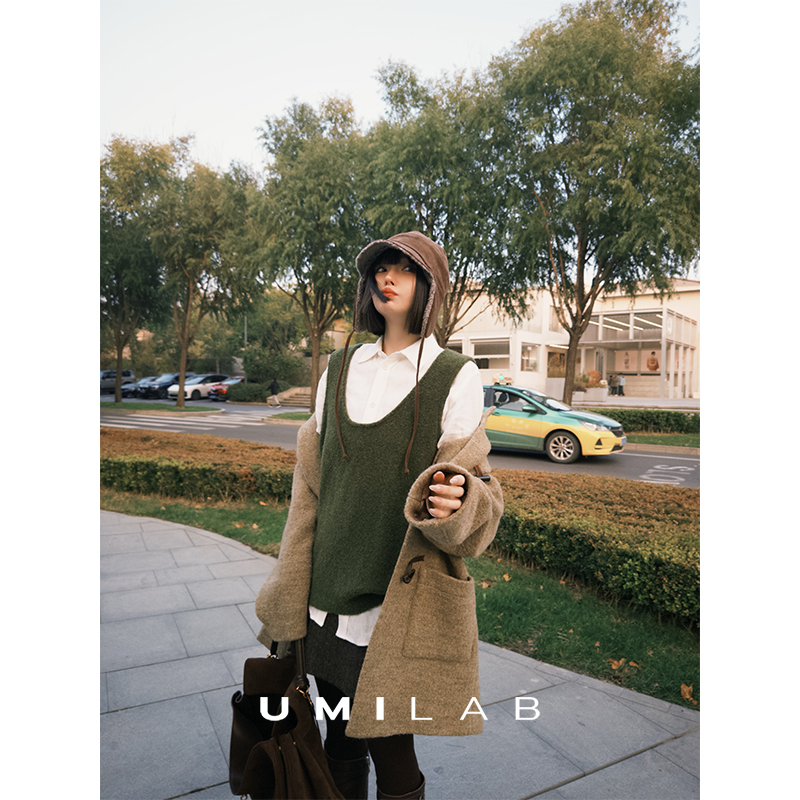 UMILAB｜暮绒*万搭叠穿 羊毛圈圈纱轻盈蓬松U领保暖针织背心M893Y