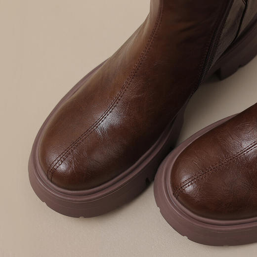 Ech&yolo拼接系带不过膝厚底甜辣骑士靴HBP-5440 商品图5