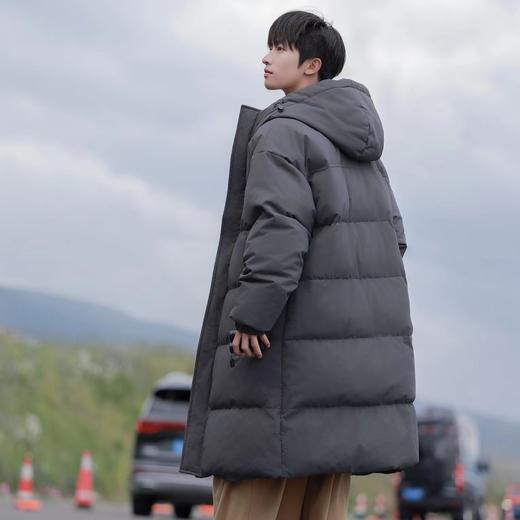 D110776限定冬季中长款纯色连帽羽绒棉服棉衣外套 商品图4