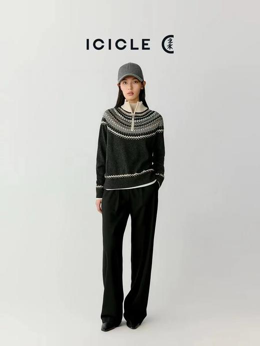 D110795秋冬新款羊毛混纺套头针织提花费尔岛毛衣 商品图4