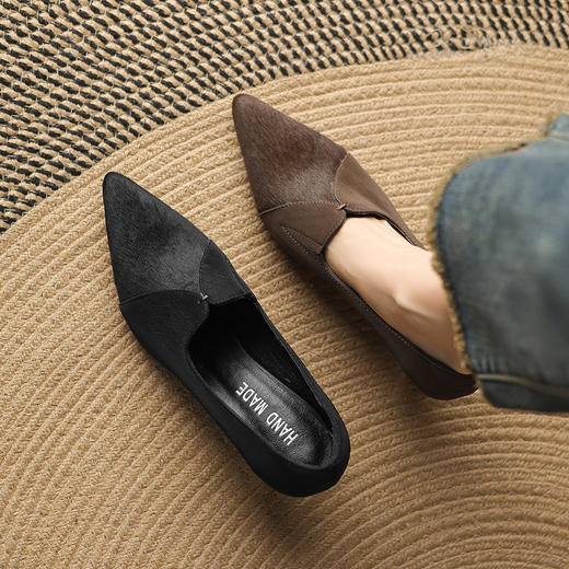 【预售5天】法式绝美真皮马毛高跟鞋春秋款真皮尖头单鞋细跟软底气质女鞋子SP&X1531 商品图1