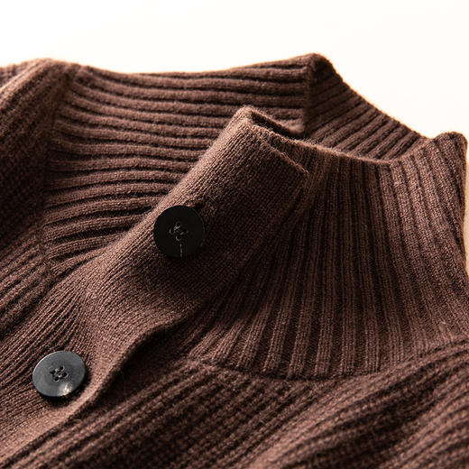100%山羊绒时尚高领开衫羊绒衫针织外套 商品图3