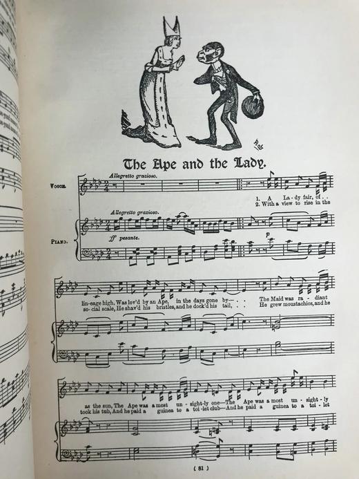 约19世纪末 吉尔伯特与苏利文《萨伏依之歌》乐谱 配插图 漆布精装16开 商品图10