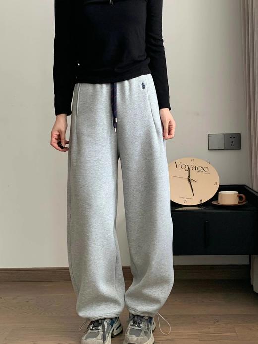 D110794小马刺绣拼色直筒微宽松加绒休闲运动裤 商品图9