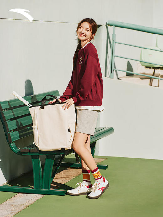 安踏落肩运动卫衣女冬季新款宽松圆领加绒休闲长袖上衣162548704N 安可拉红-3 商品图1