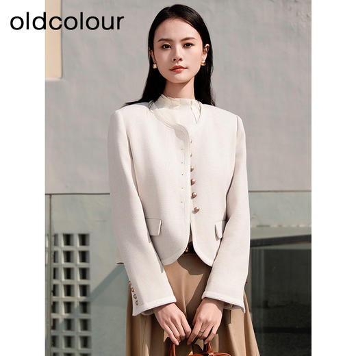 oldcolour春款气质通勤时尚简约百搭直筒宽松短外套女Q110422A1 商品图0