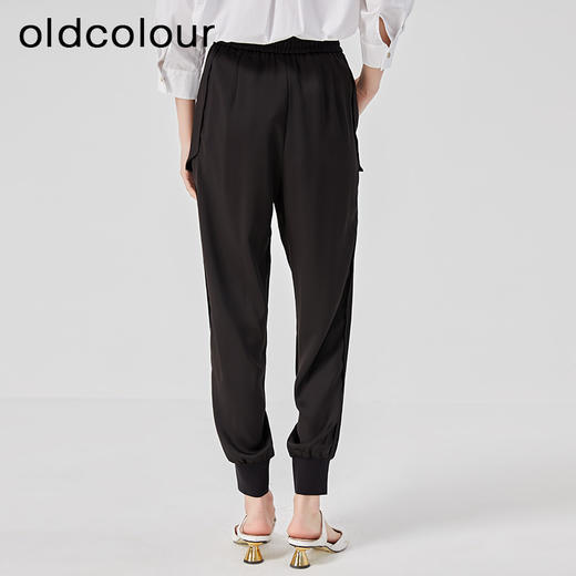 oldcolour夏季黑色高腰显瘦直筒束脚运动休闲裤女O25073504 商品图4