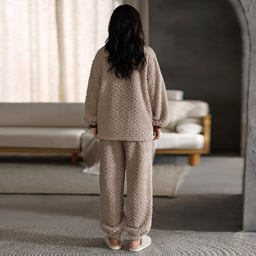 法黛琪冬季珊瑚绒女款开衫套装保暖睡衣 552214 商品图4