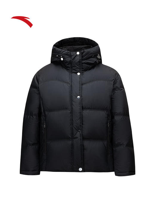 安踏六度芯防泼水羽绒服 女冬季新款鸭绒保暖宽松棉服外套162547935 【防风防泼水】基础黑-2 商品图5