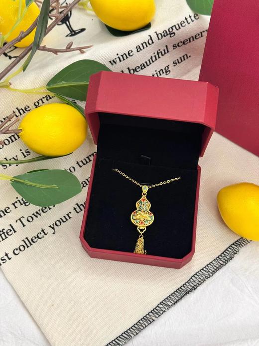 D110766古法沙金珐琅葫芦流苏项链 商品图5