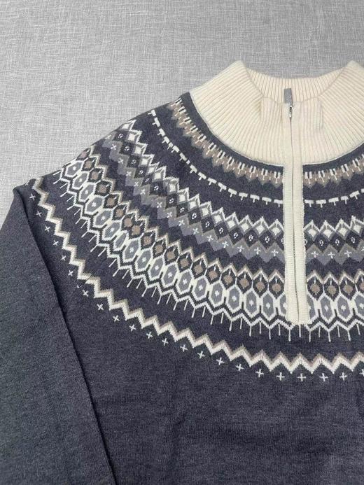 D110795秋冬新款羊毛混纺套头针织提花费尔岛毛衣 商品图9