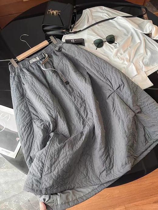 D110706户外山系撞色织带防泼水不规则绗缝夹棉保暖工装半身裙A字裙 商品图11