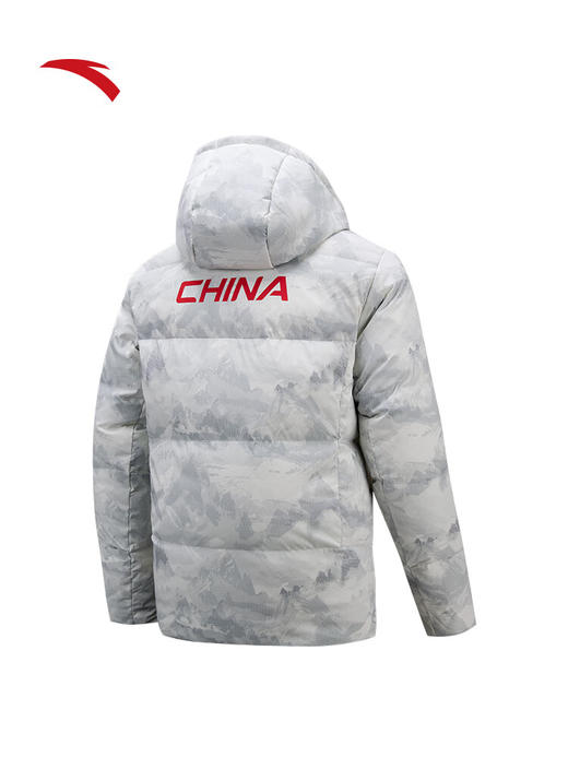 安踏【商场同款】六度芯 火山岩防泼水男长款羽绒服152547943N 纯净白/满地印-1 商品图6