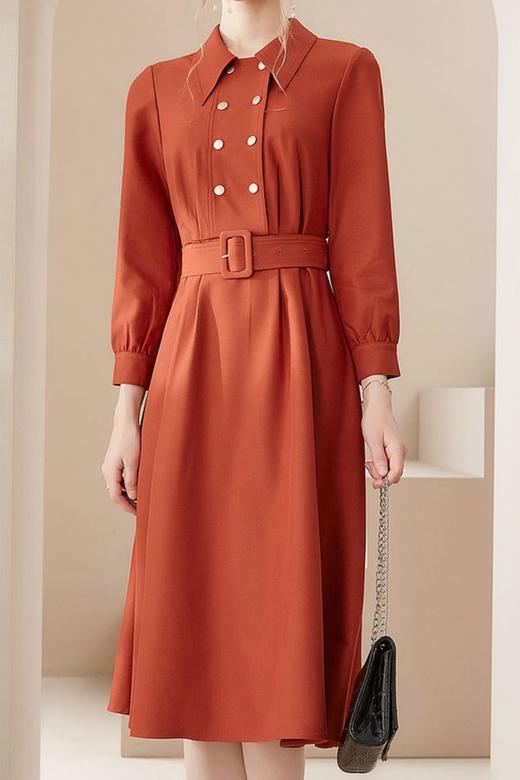 Le Malene polo领双排扣收腰连衣裙 15591 商品图0